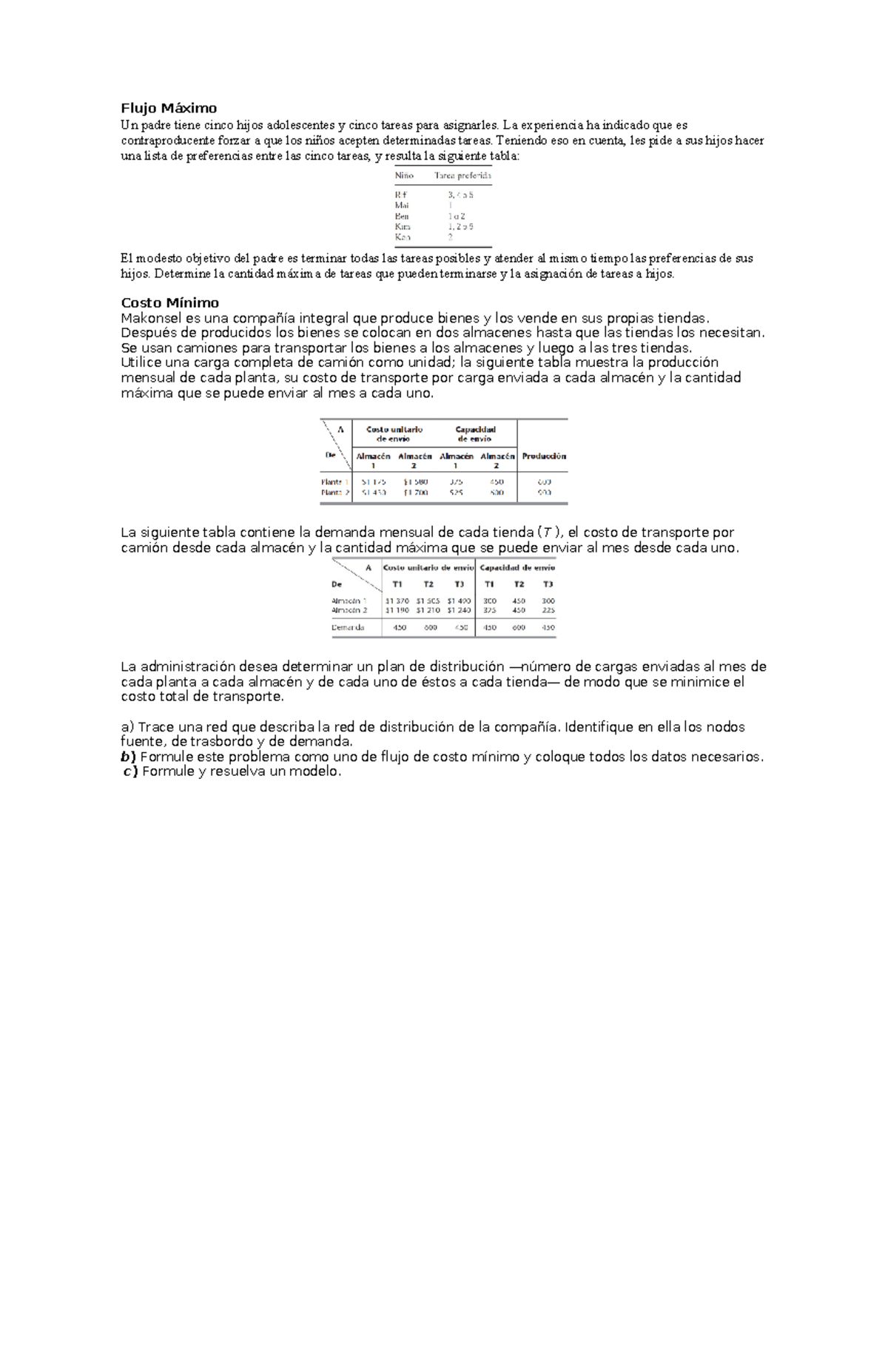 Flujo Máximo y Costo Mínimo: Actividad Redes en Asignación de Tareas - Document Preview