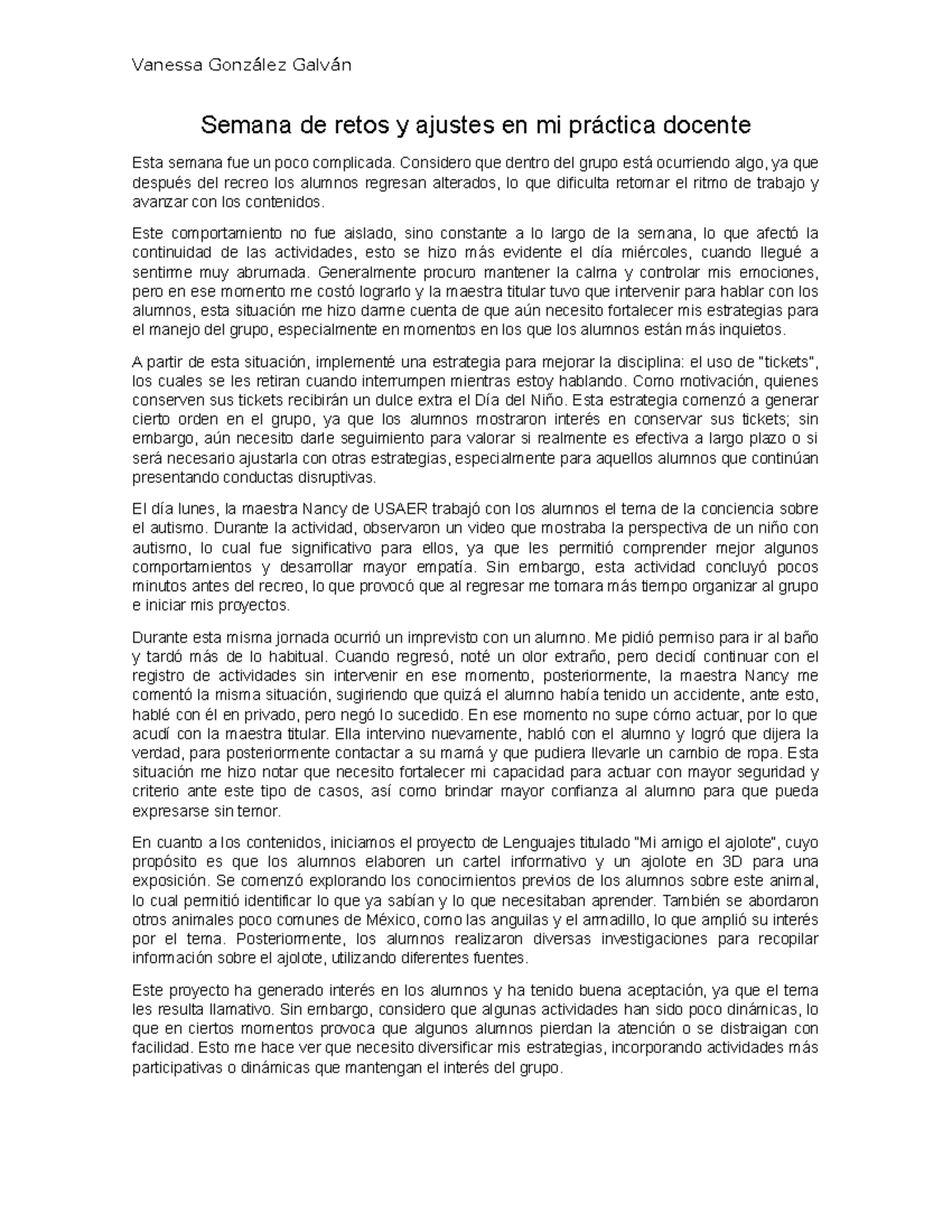 Reflexiones sobre la Práctica Docente: Retos y Ajustes en el Aula - Studocu