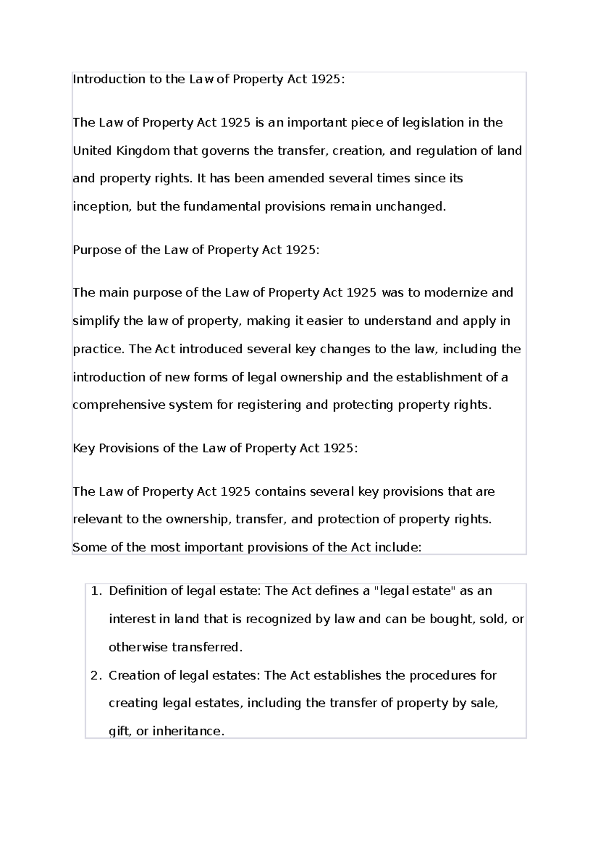 The Law of Property Act 1925: Key Provisions and Case Law Insights ...