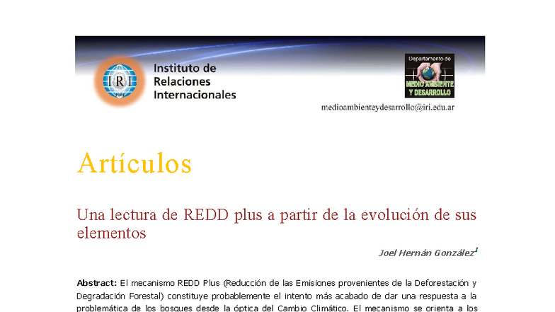 Lectura de REDD Plus y su Evolución: Análisis Crítico (2018) - Studocu