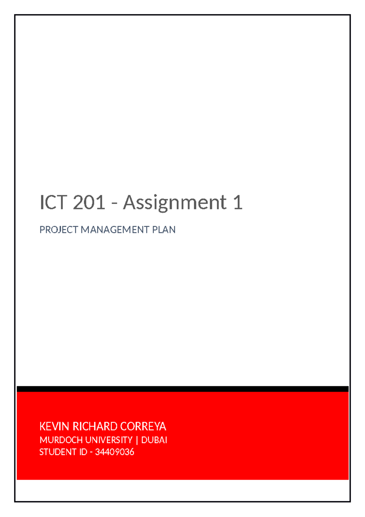 ICT201 - Assignment 1: Project Management Plan for EduStream - Studocu