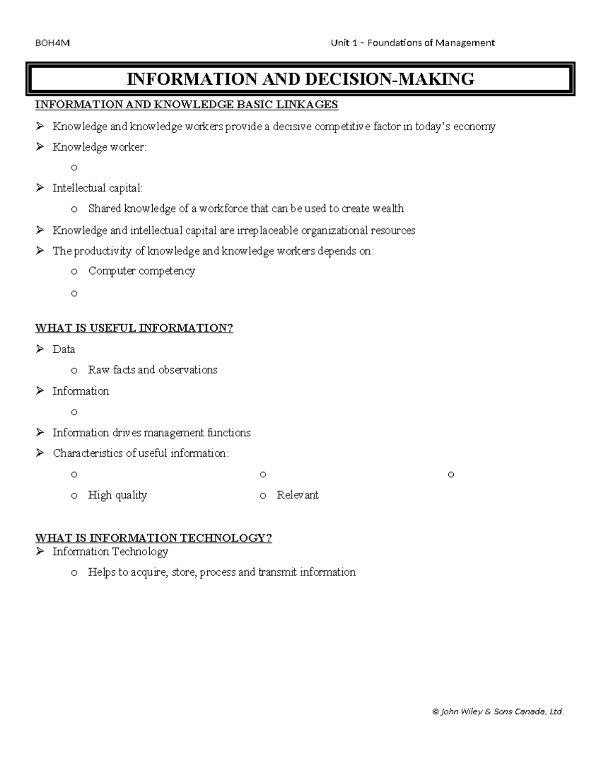 Information AND Decision Note with blanks rev - INFORMATION AND ...
