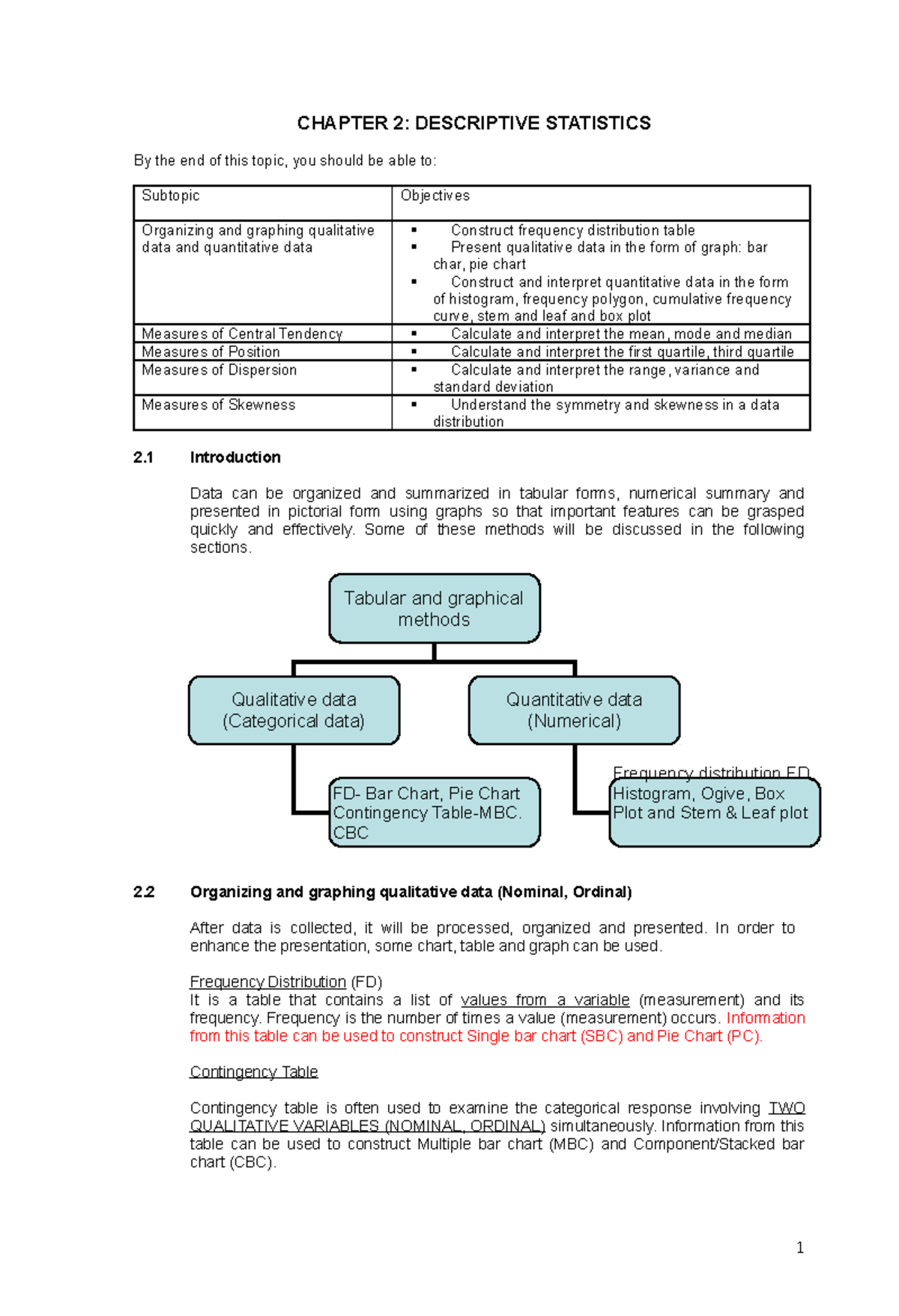 Chapter 2: Descriptive Statistics Overview for STA104 v2020 - Studocu