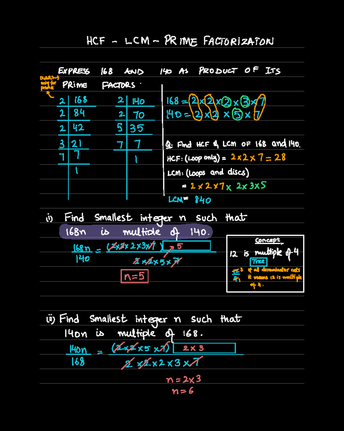 HCF & LCM Concepts: Advanced Study for Math 168 - Studocu