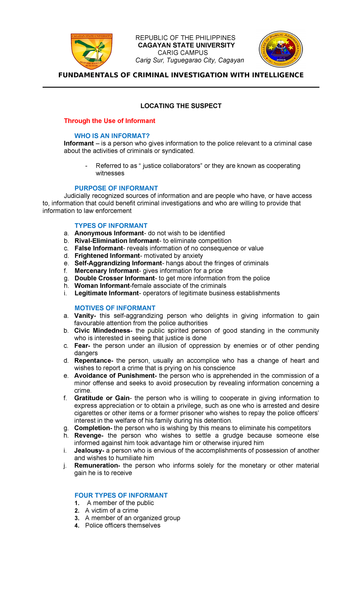 Fundamentals of Criminal Investigation: Locating the Suspect Topics 9 ...