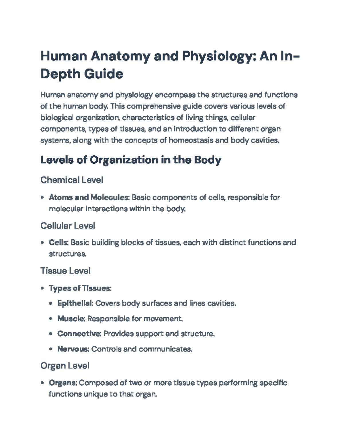 Human Anatomy and Physiology Overview - Course Code ANPH 101 - Human ...