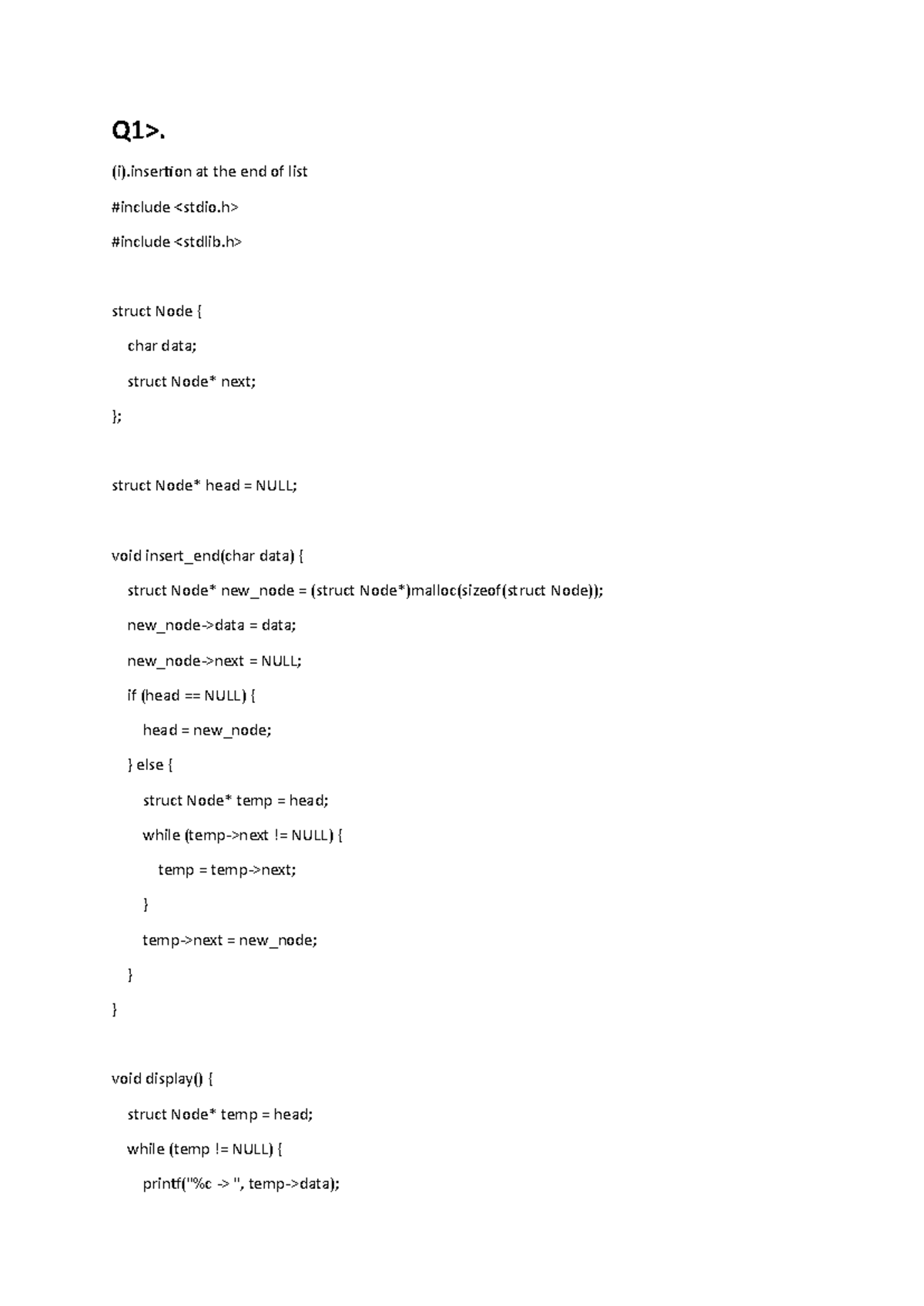 DSA Assignment 2: Linked List Operations and Implementations - Studocu