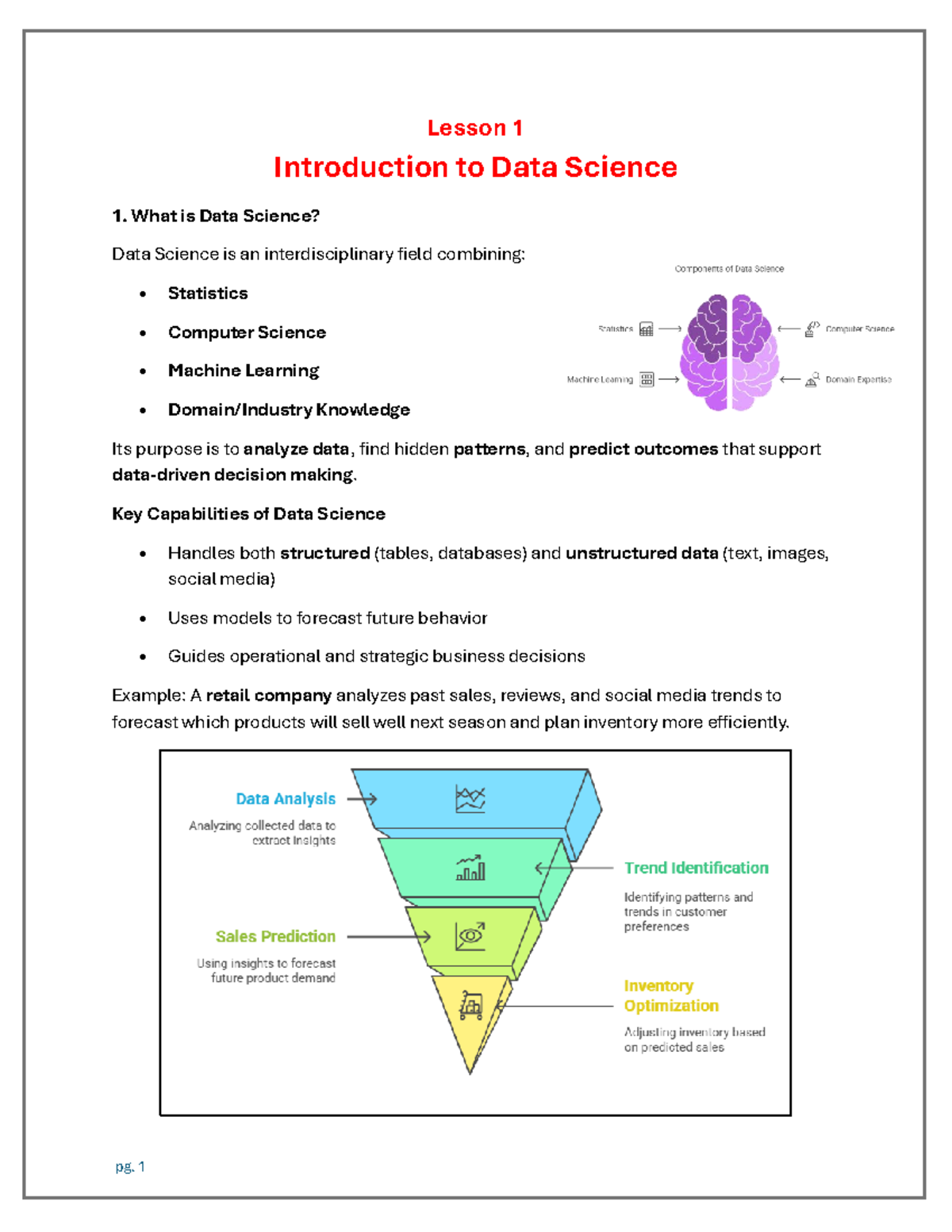 Lesson 1: Introduction to Data Science (DS101) - Key Concepts and ...
