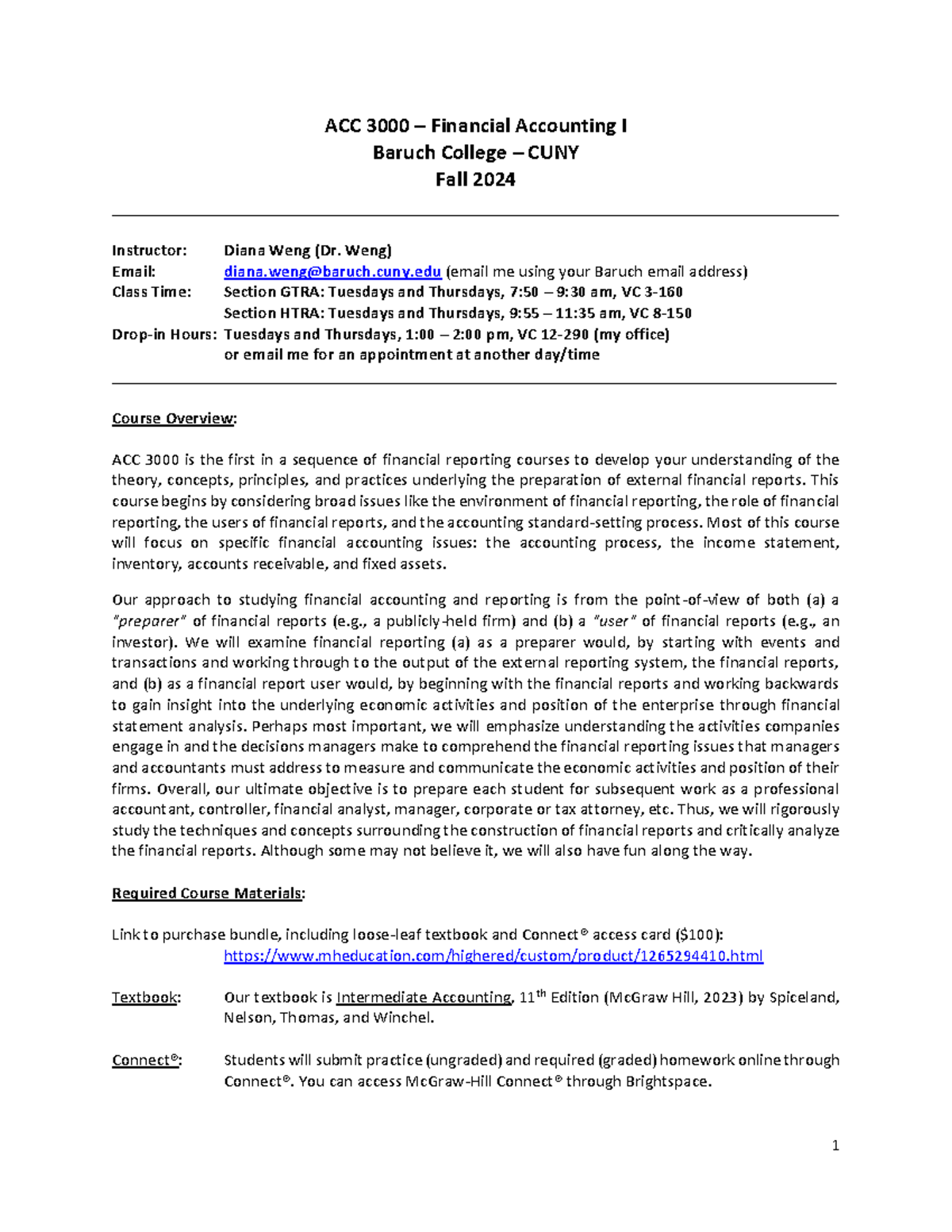 ACC 3000 Fall 2024 Syllabus - Financial Accounting I Overview - Studocu
