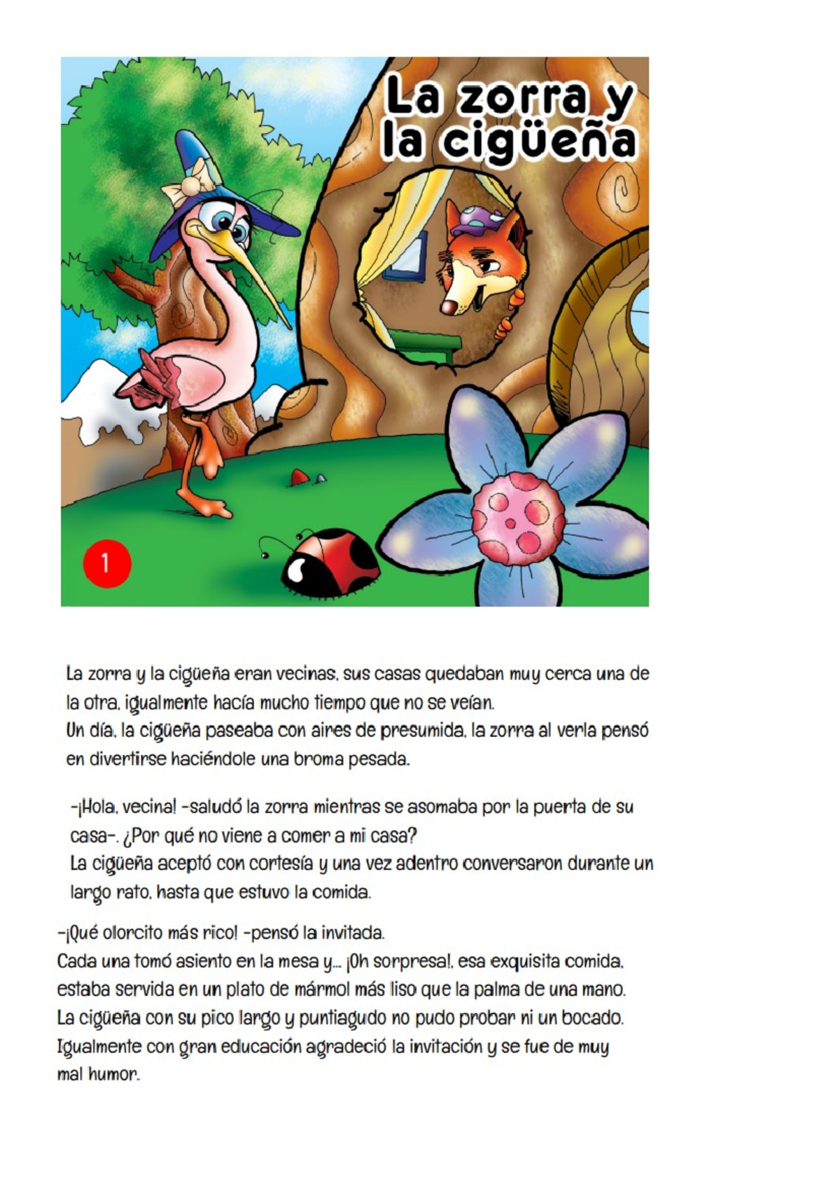 Fabula: La Zorra y la Cigüeña - Texto y Actividades Didácticas - Studocu