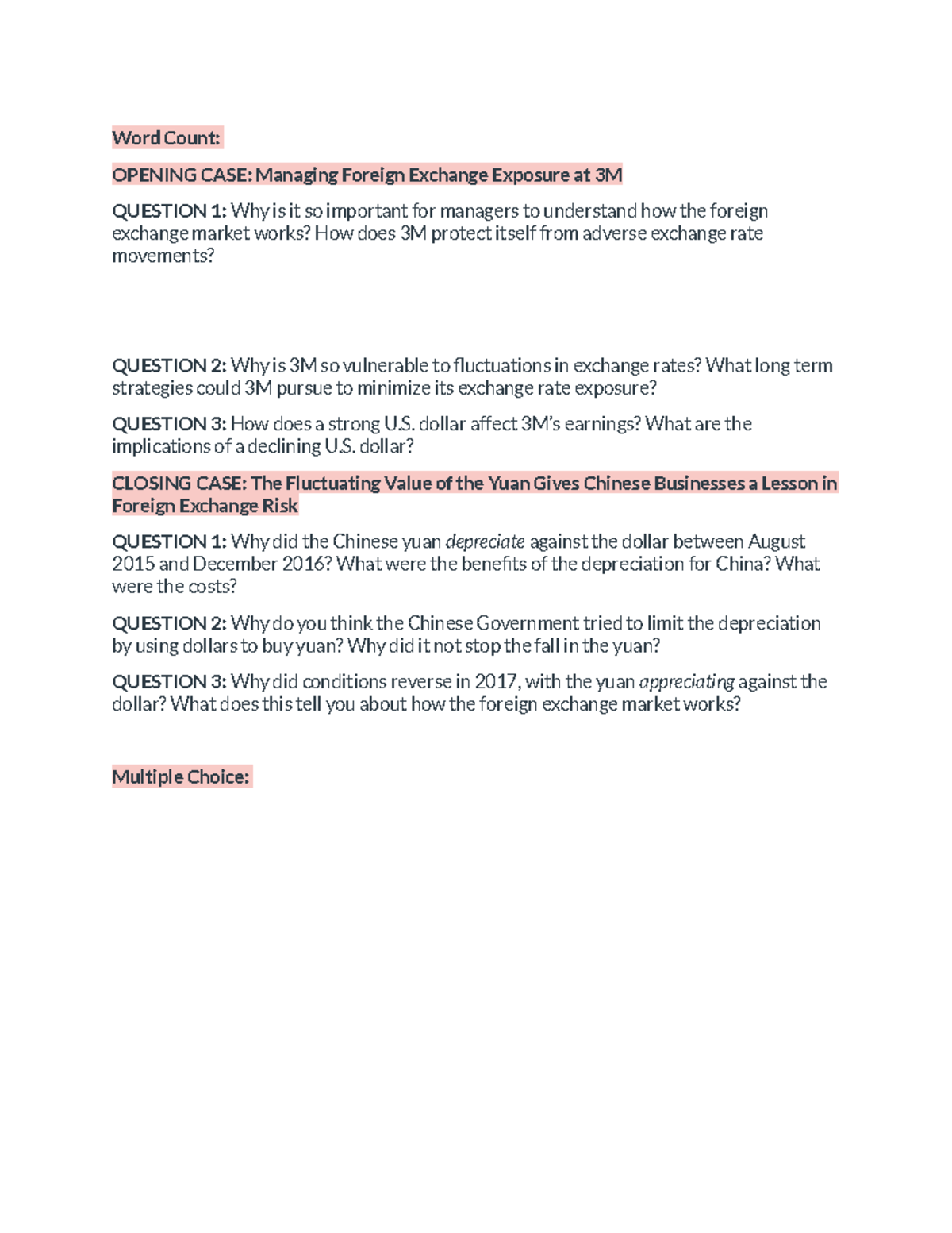 Hw 8 (Ch. 10) - Case Study Answers on Foreign Exchange Dynamics - Studocu