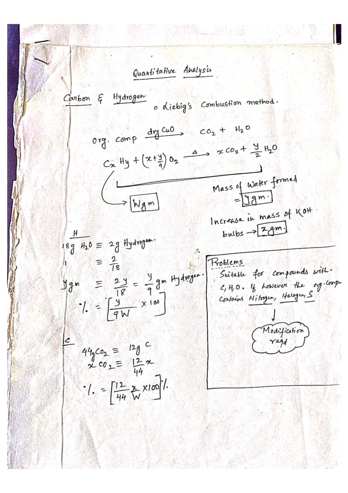 Quantitative Analysis of Organic Compounds: Combustion Methods - Studocu