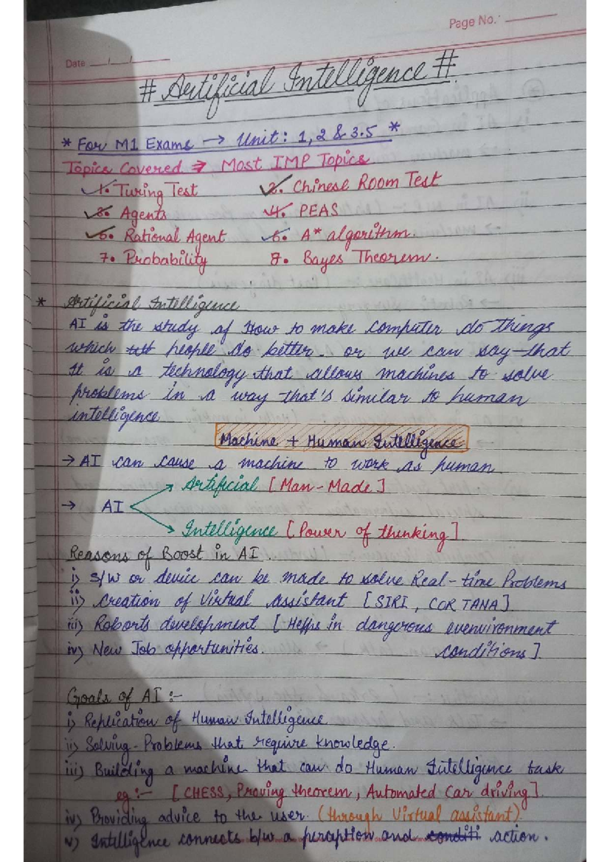 AI - Quick Notes on Syllabus for BTech CSE M1 Exams - Studocu