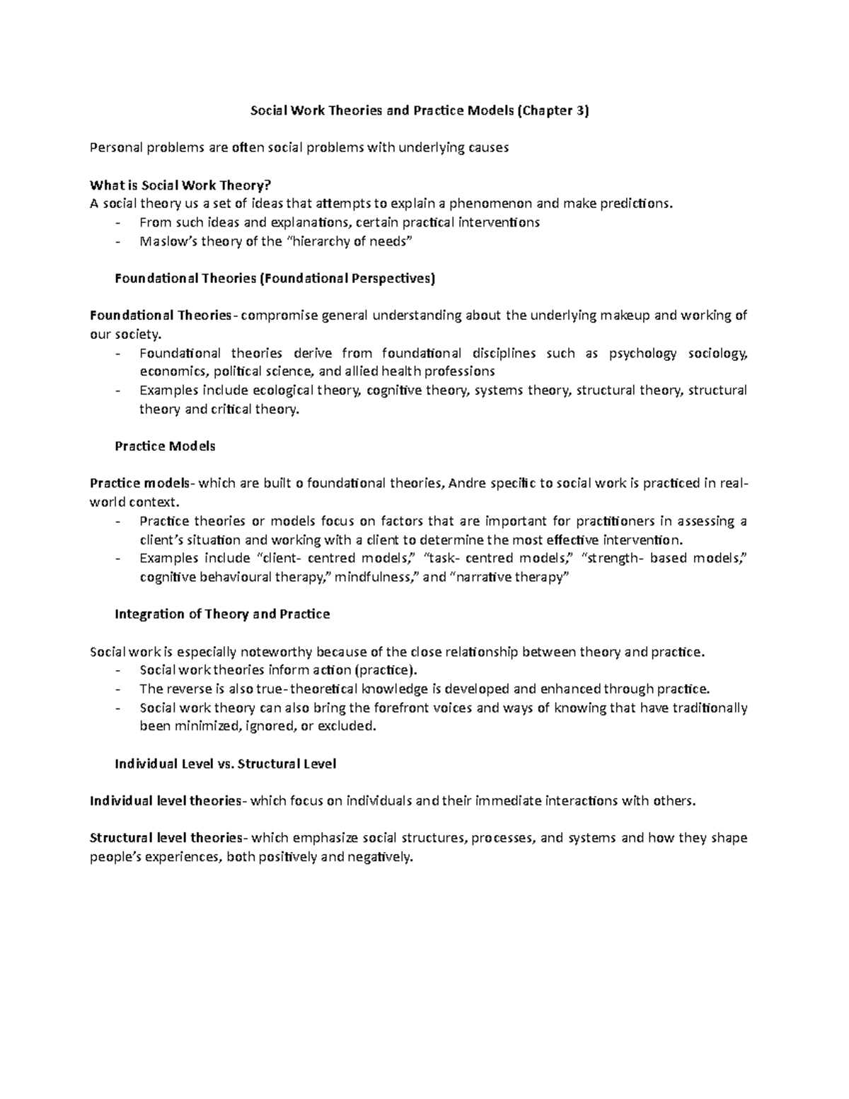 Chapter 3: Conventional and Progressive Approaches in Social Work - Studocu