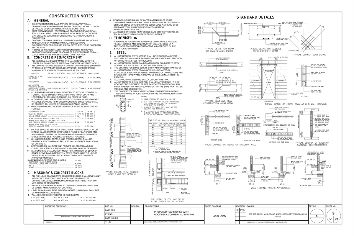 CONSTRUCTION STRUCTURAL NOTES (CIV 101) - Studocu