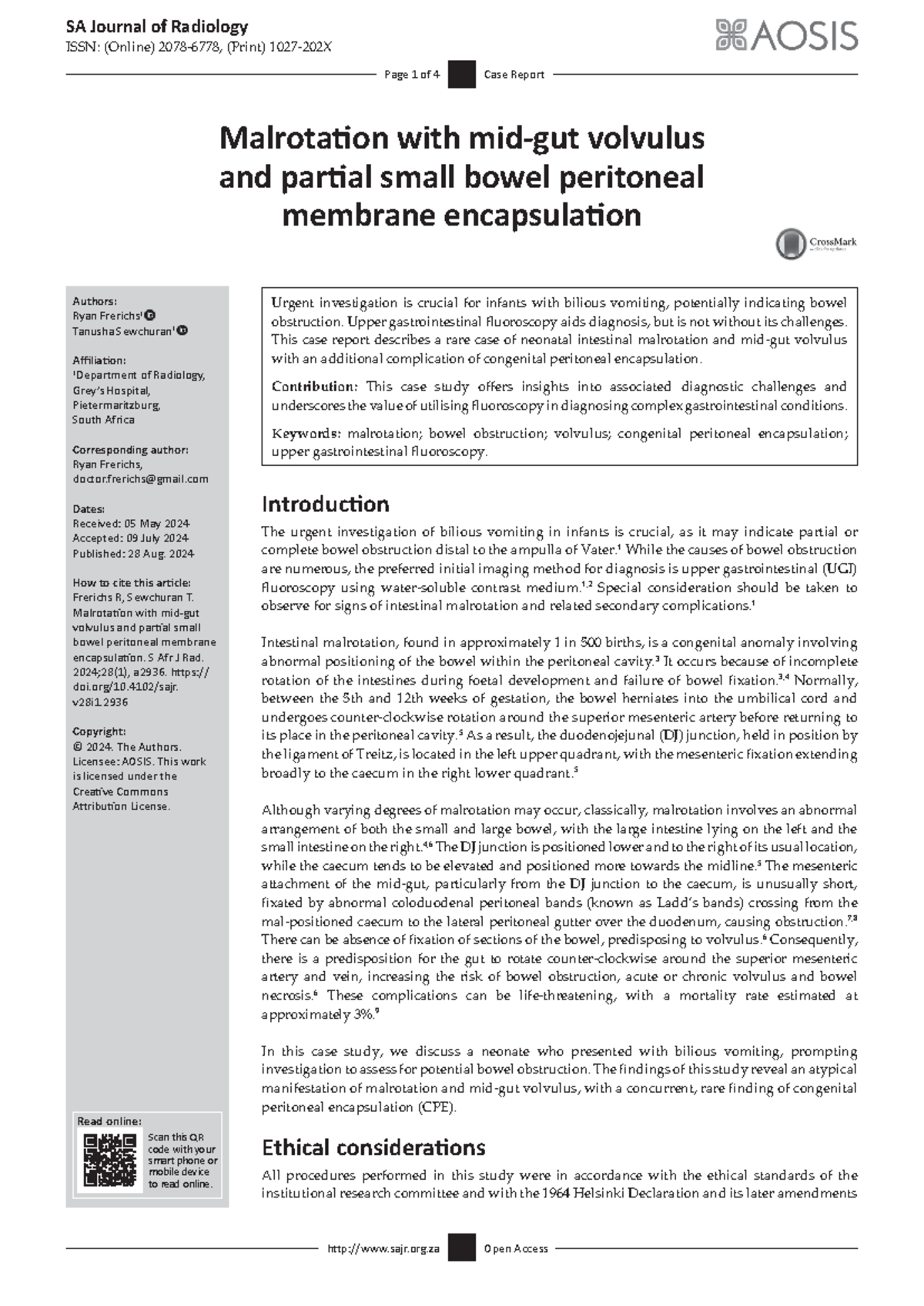Case study 1 - Lecture notes - SA Journal of Radiology ISSN: (Online ...