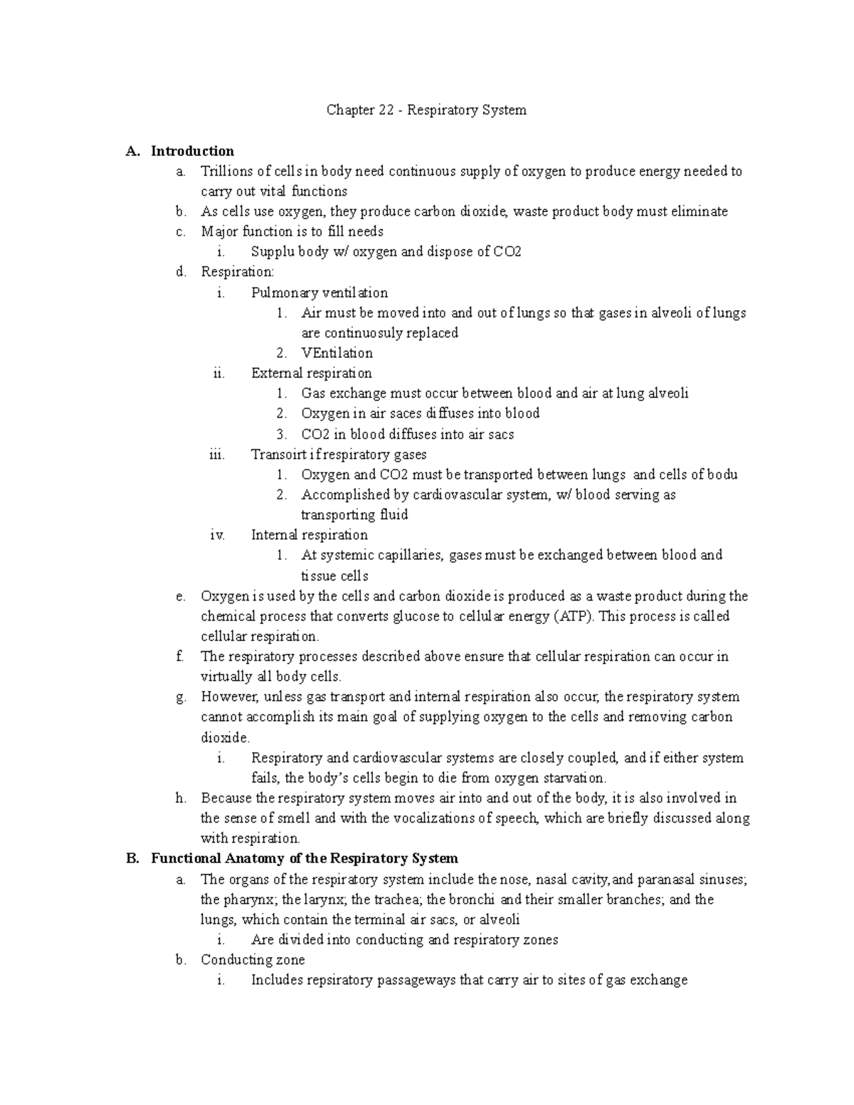 Chapter 22 - Comprehensive Overview of the Respiratory System - Studocu