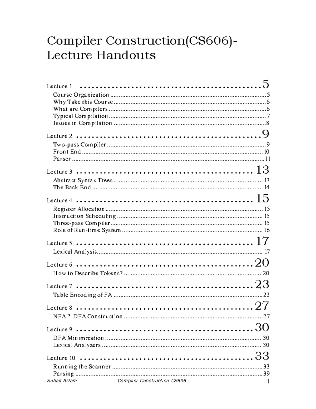 CS606 Handouts updated - Compiler Construction(CS606)Lecture Handouts ...