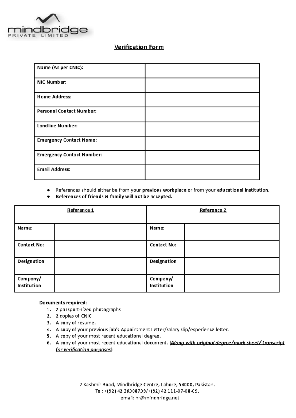 Verification Form - Mindbridge Application Documentation - Studocu