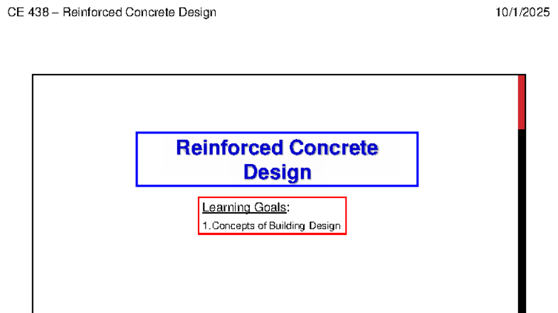 CE 438 Lecture 1: Loading Concepts and Design Principles - Studocu