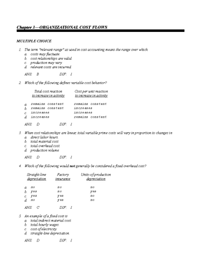 Chapter 2— Introduction TO COST Management Systems - Chapter 2 ...