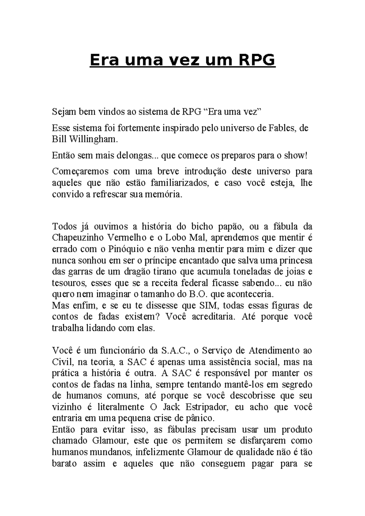Sistema de RPG: Era uma vez um RPG - Guia de Criação de Personagens ...