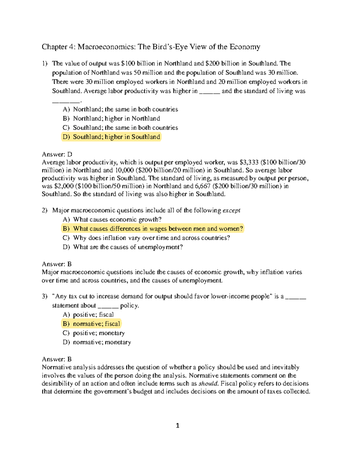 Macroeconomics Problem Set 1 (Answer Key) 23-24B - Studocu