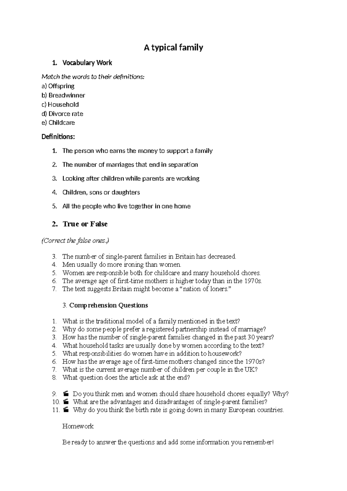Form 11A: Understanding the Modern Family Dynamics - Studocu