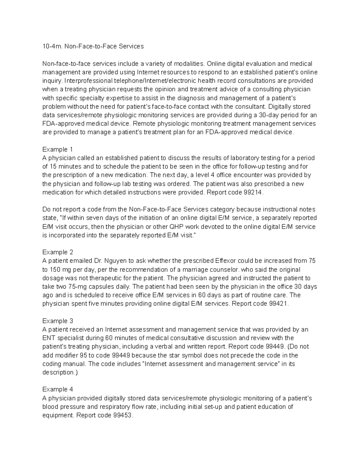 Non-Face-to-Face Services in Healthcare: Examples & Codes - Studocu