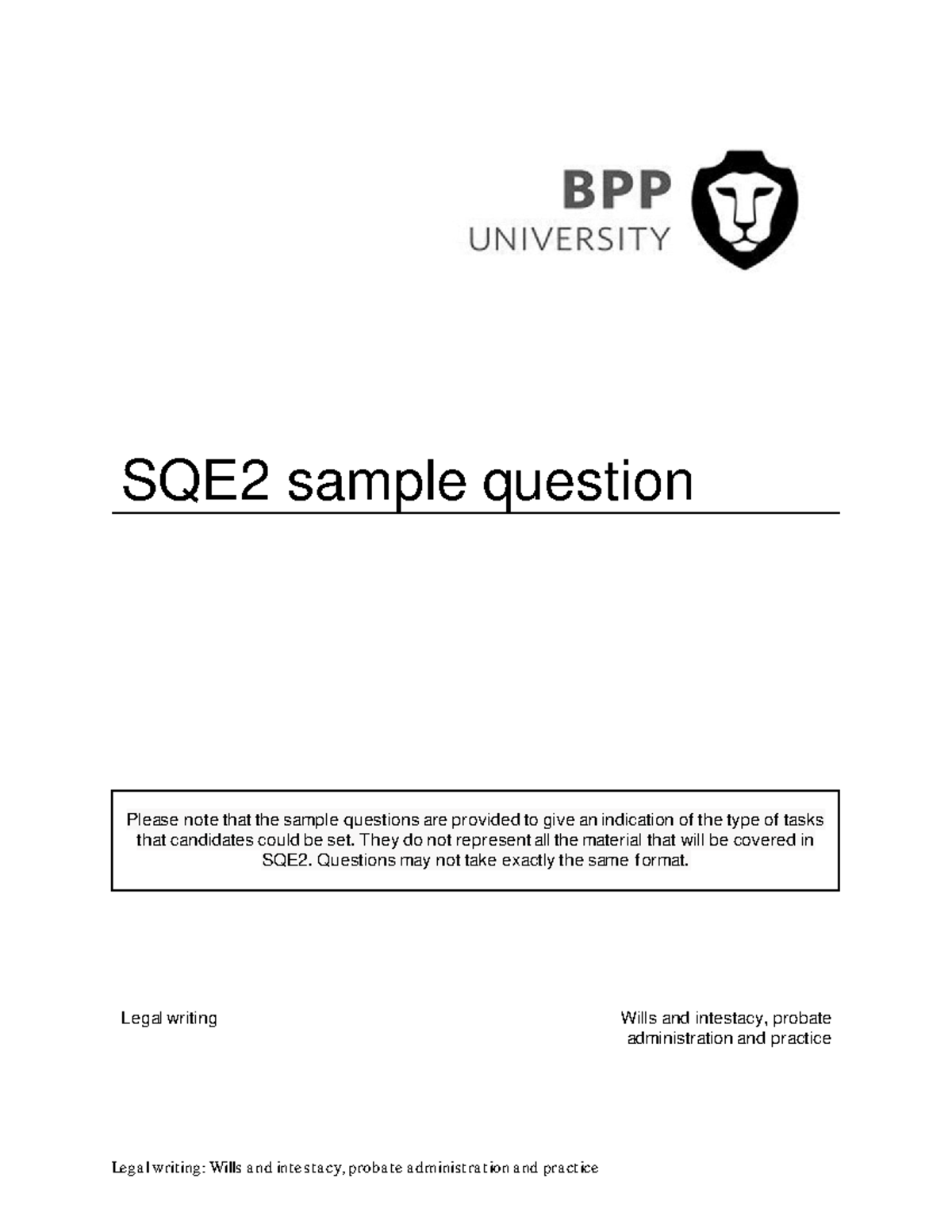 SQE2 Legal Writing: Wills & Intestacy Sample Questions - Studocu