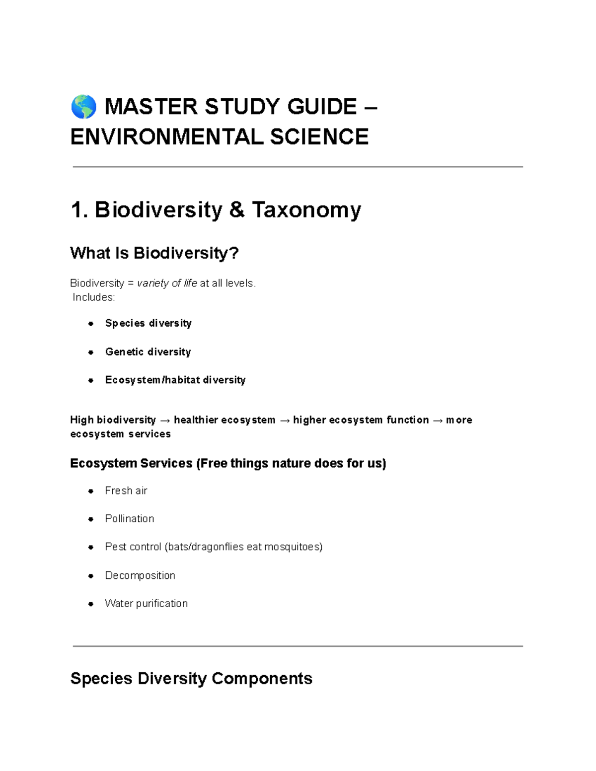 Master Study Guide – Environmental Science - Studocu