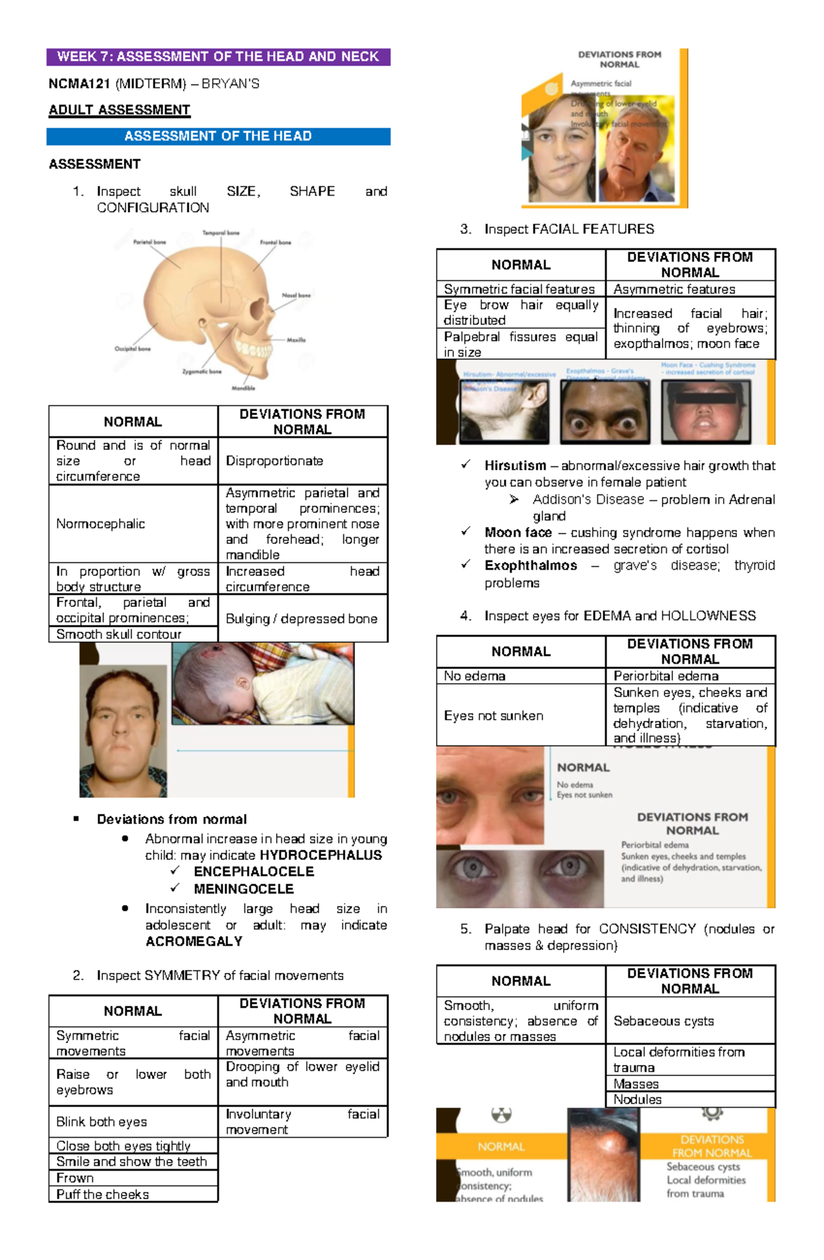 NCMA121 (Midterm) – Head and Neck Assessment Overview - Studocu