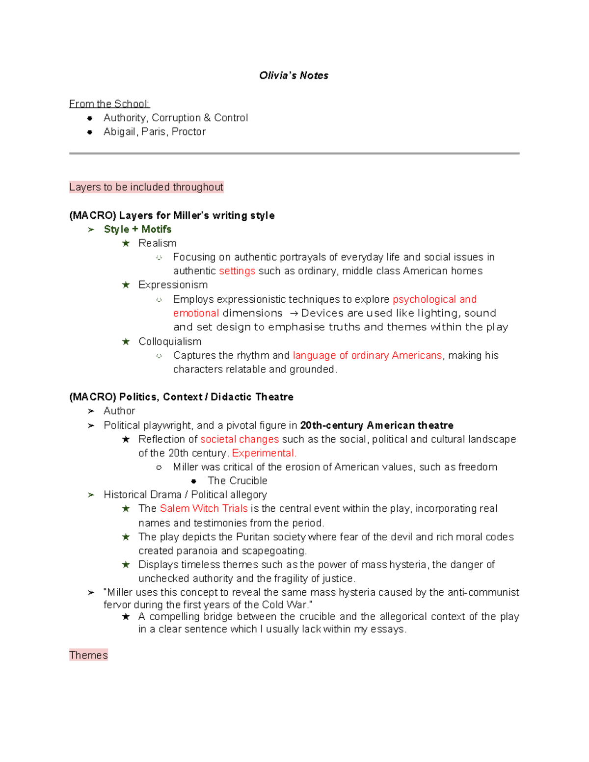 The Crucible (ENG 101) - Themes, Characters, and Analysis Notes - Studocu