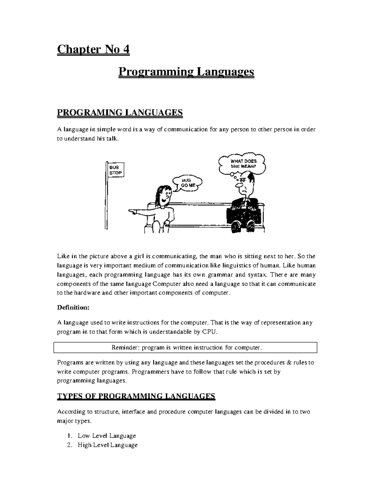 Chapter 4: Overview of Programming Languages and Their Impact on ...