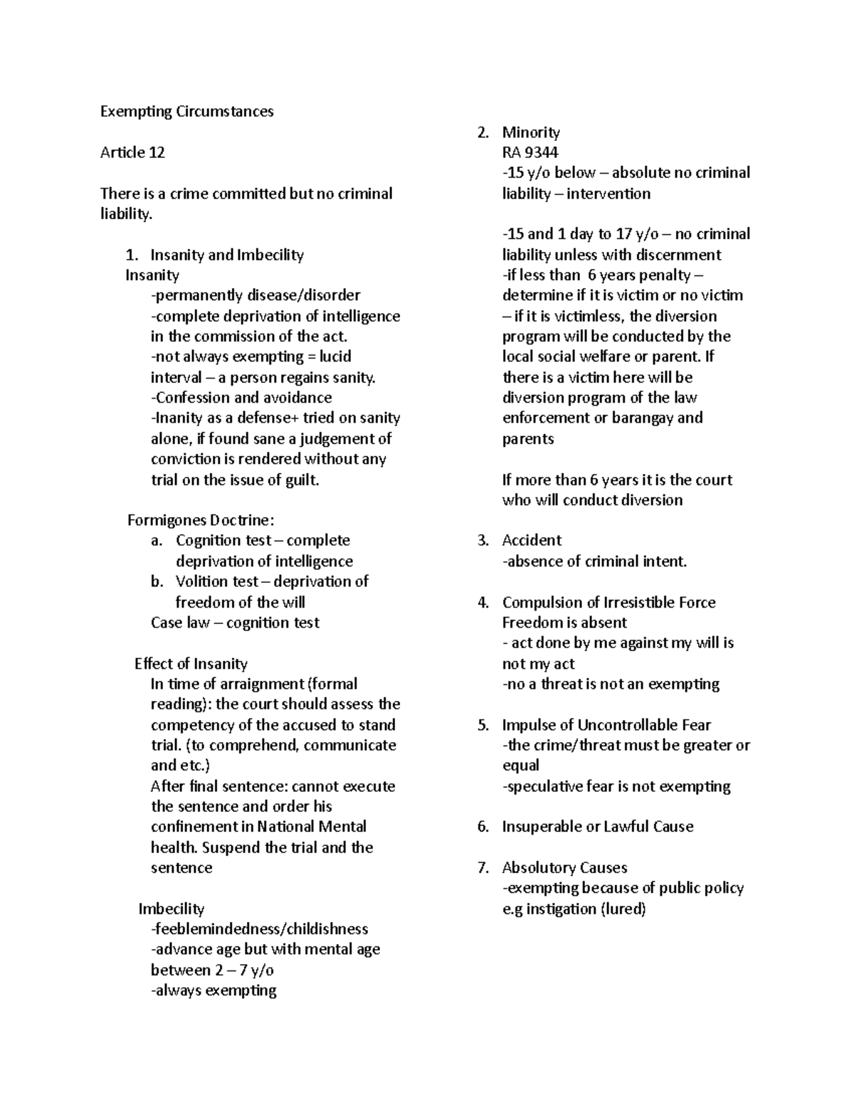 Exempting Circumstances in Criminal Law: Insights and Applications ...