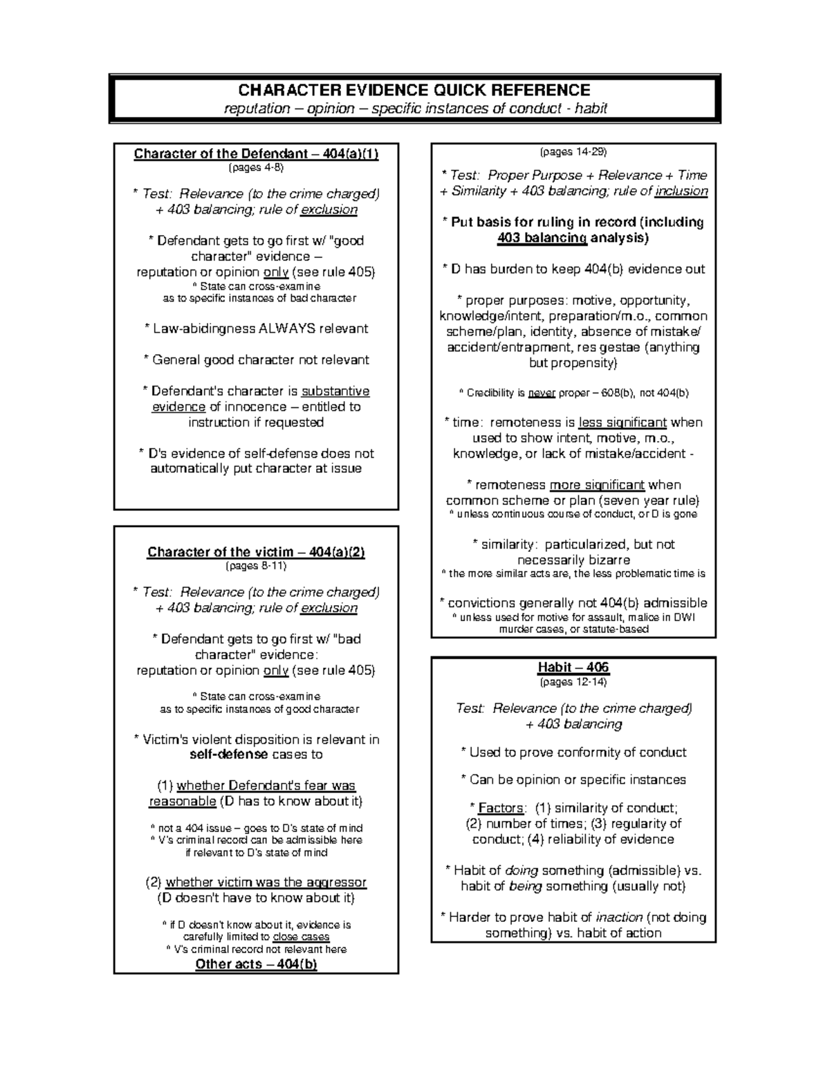 Rand Character Evidence: A Quick Reference Guide for Advanced Criminal ...