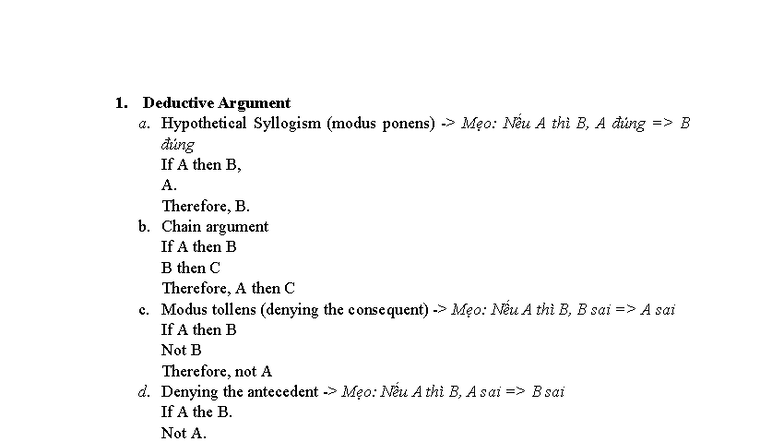 Critical Thinking Revision: Deductive & Inductive Arguments - Studocu