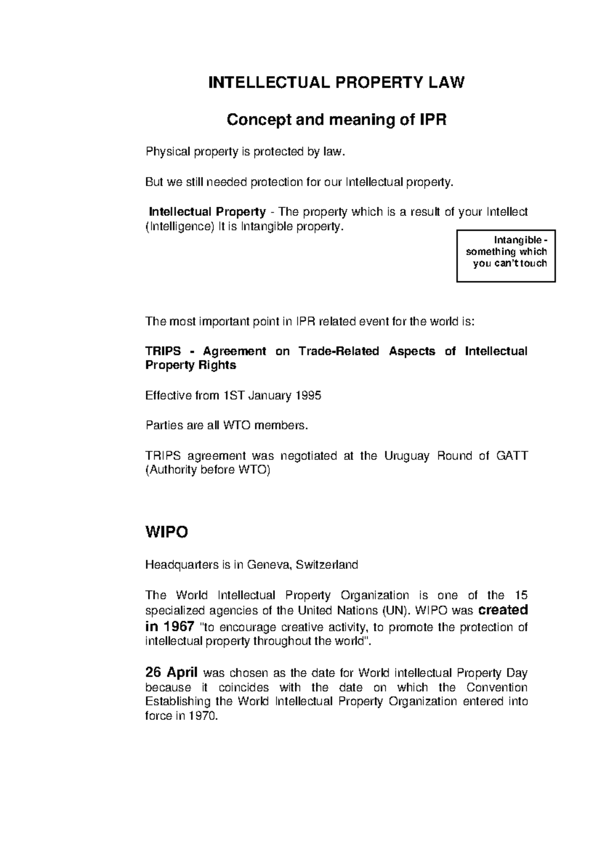 Intellectual property PDF - INTELLECTUAL PROPERTY LAW Concept and ...