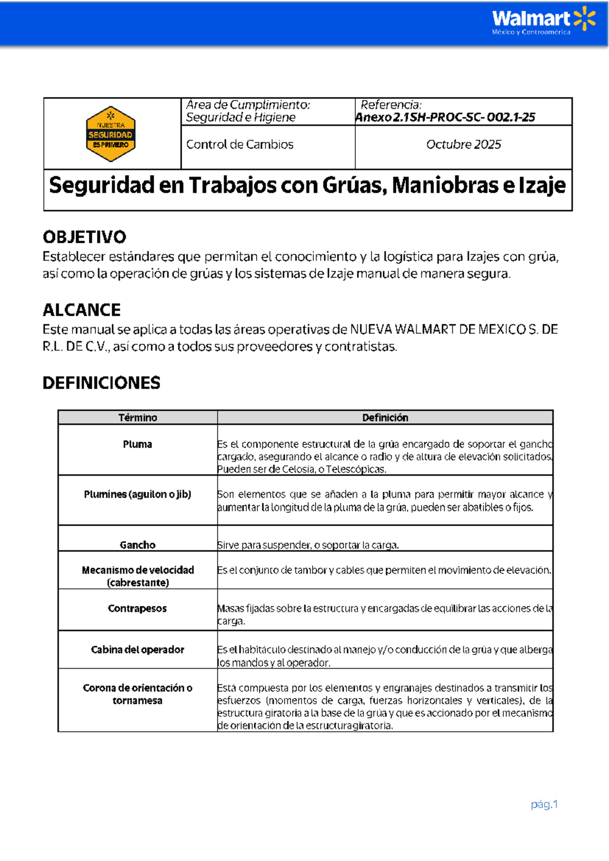 2.1 SH - PROC - SC - 002.1 - 25: Seguridad en Trabajos con Grúas - Studocu