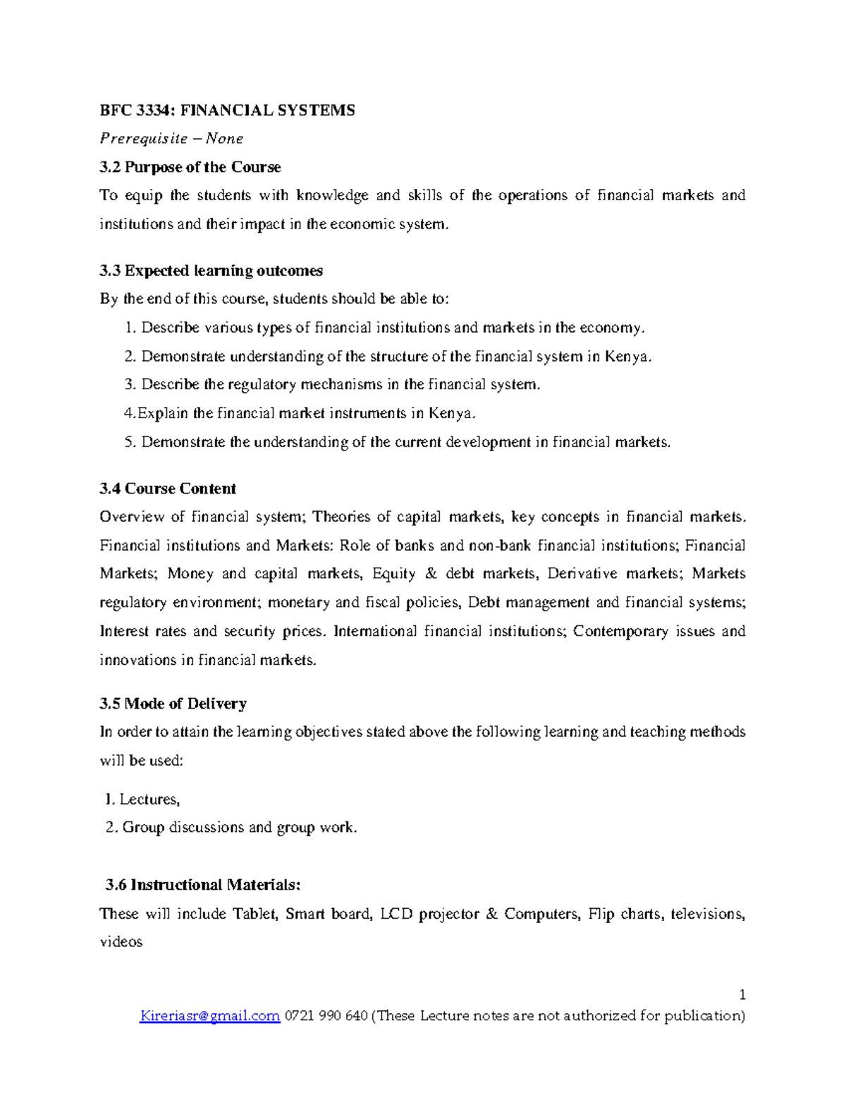 BFC 3334 Financial Systems Course Overview and Key Concepts - Studocu