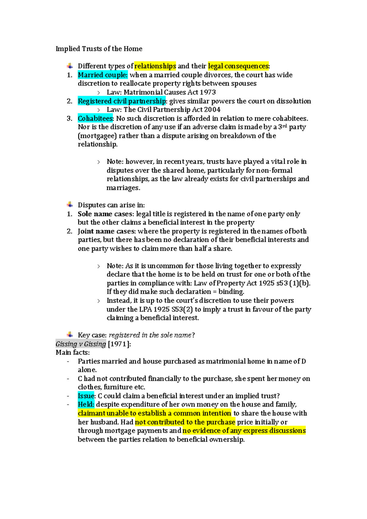 Implied Trusts of the Home - Implied Trusts of the Home Different types ...