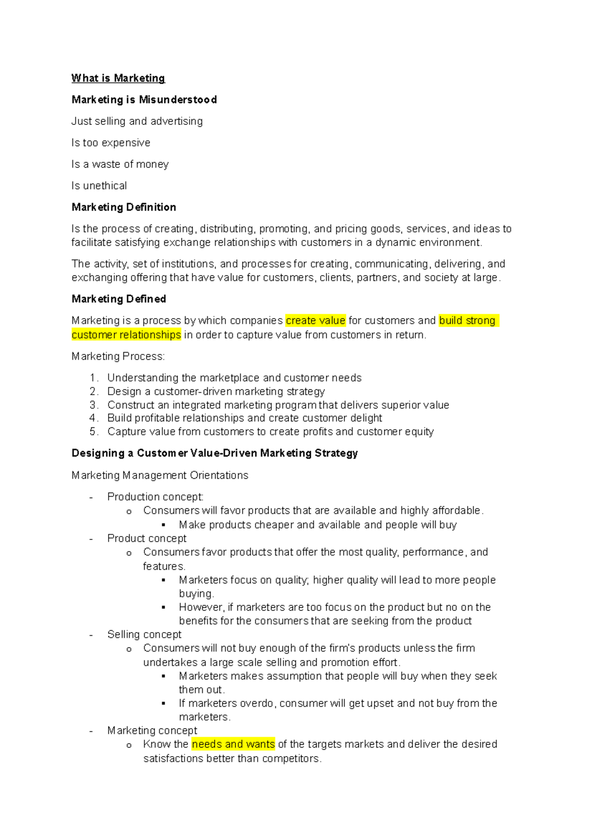 Marketing Principles notes - What is Marketing Marketing is ...