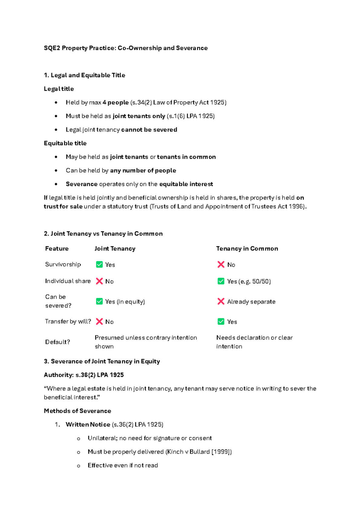 sqe2-property-practice-co-ownership-severance-notes-studocu
