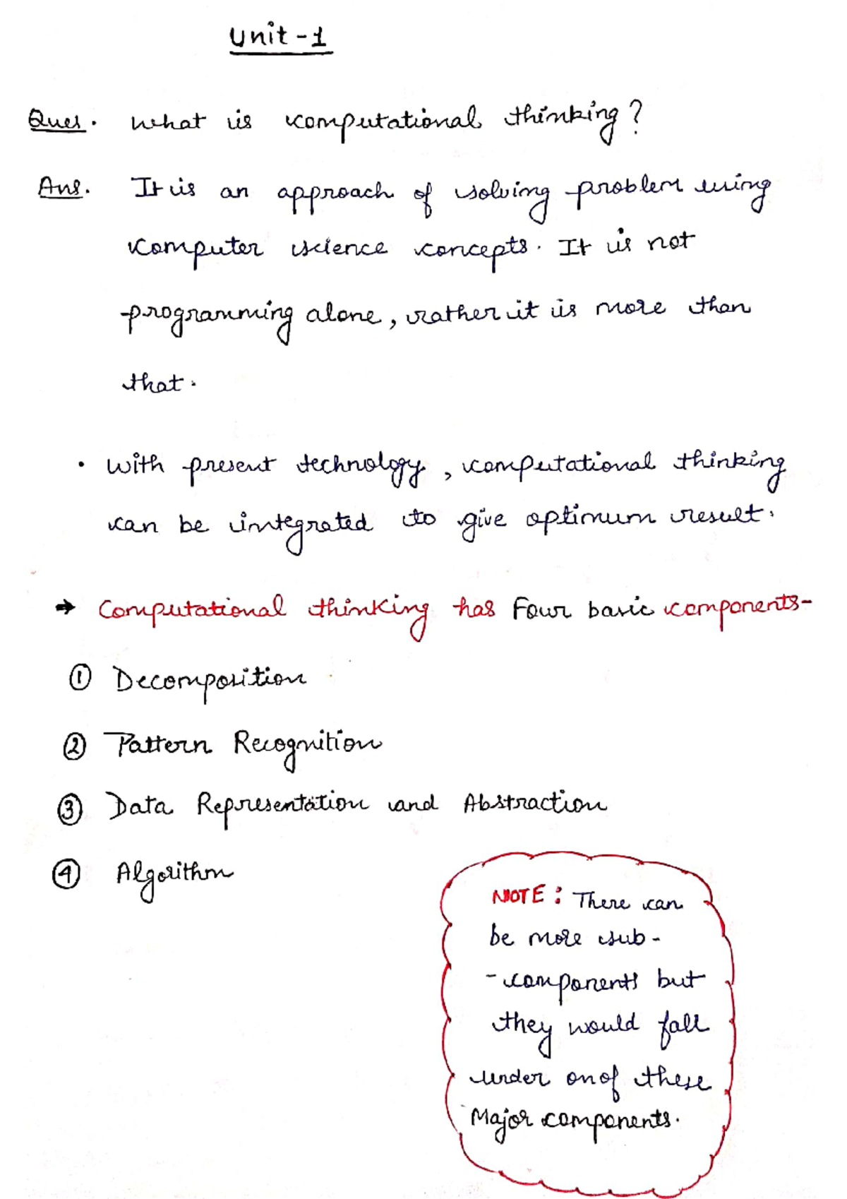 PPS Unit 1: Understanding Computational Thinking Concepts - Studocu