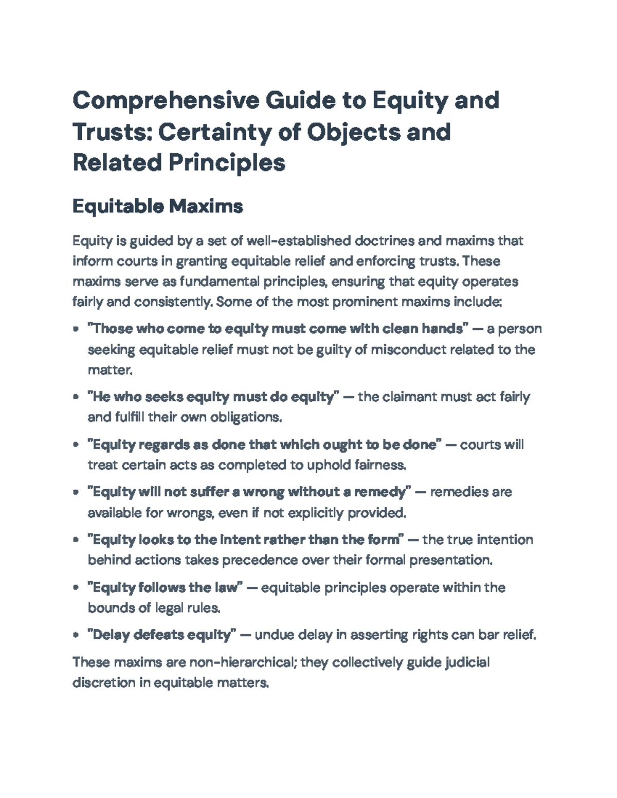 LW302 Final Exam Notes: Historical Development of Equity and Trusts ...