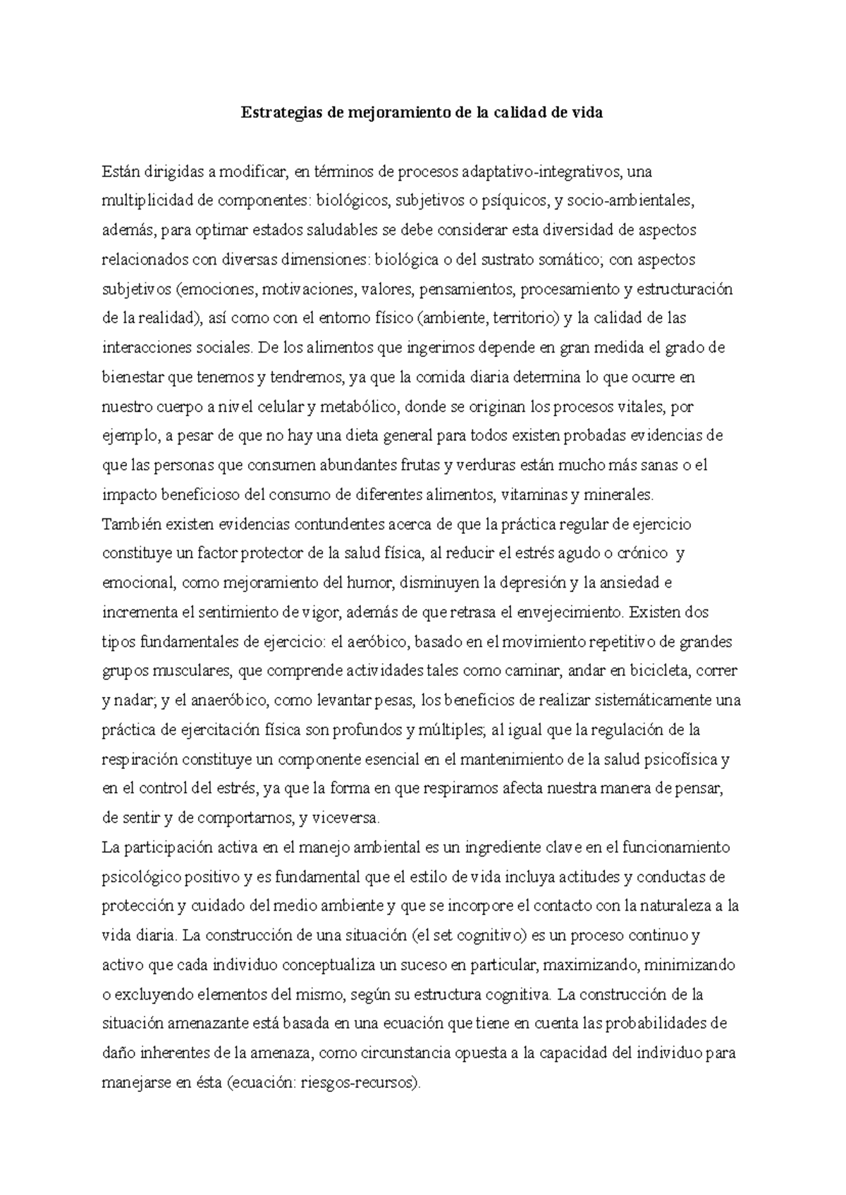Estrategias para el Mejoramiento de la Calidad de Vida - Psi Salud ...