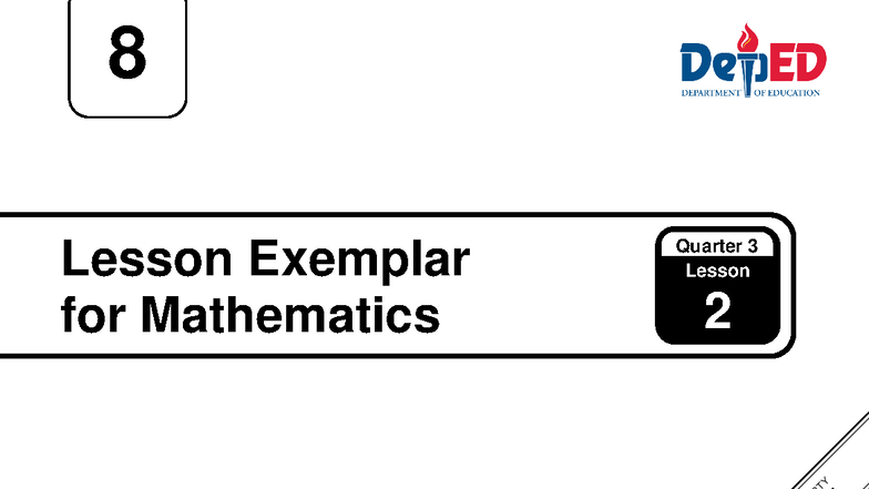 Q3 LE Mathematics 8 Lesson 2 Exemplar for Week 2 - Studocu