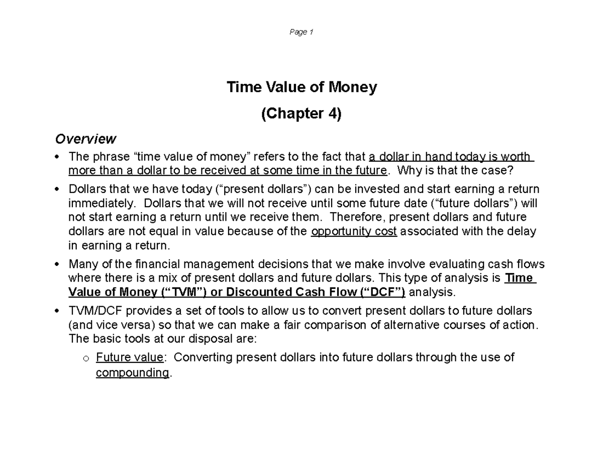 Chapter 4: Understanding Time Value of Money Concepts and Calculations ...