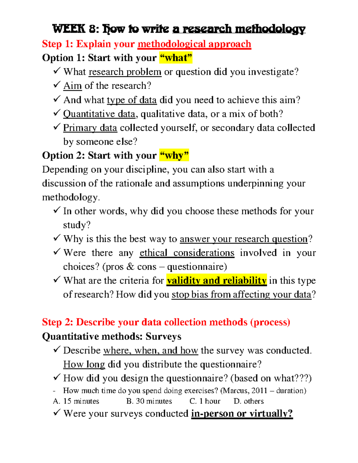 WEEK 8: Writing a Comprehensive Research Methodology Guide - Studocu