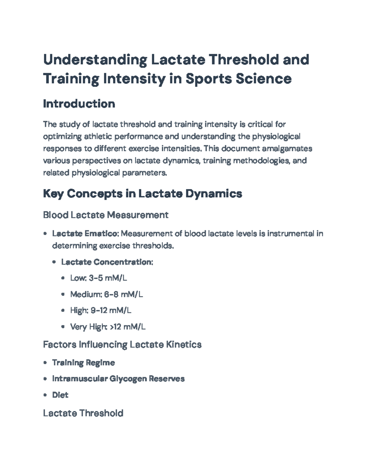 Understanding Lactate Threshold and Training Intensity in Sports ...